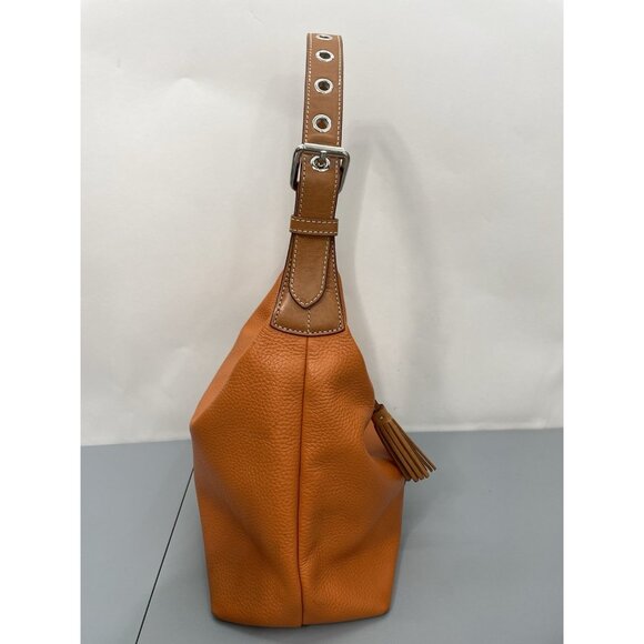 Dooney & Bourke Paige Sac Shoulder Bag Purse Zip Top Pebbled Leather Orange - Picture 3 of 14